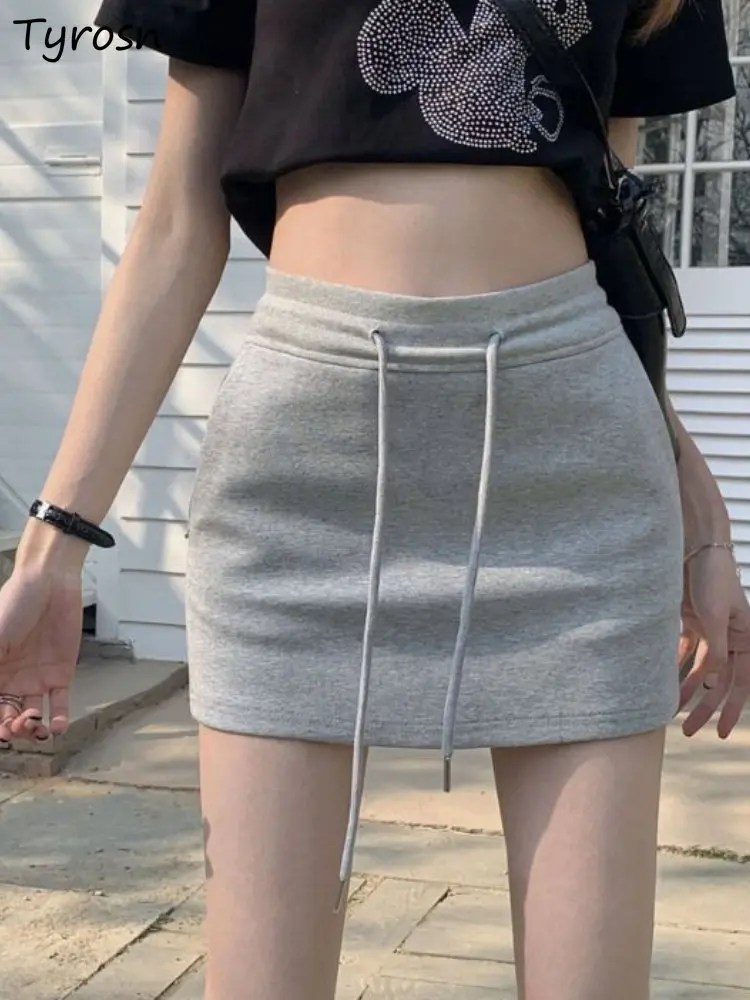 

Мини-юбка женская облегающая, пикантная простая Универсальная Спортивная юбка в стиле ретро, в Корейском стиле, для отдыха, уютная повседне...
