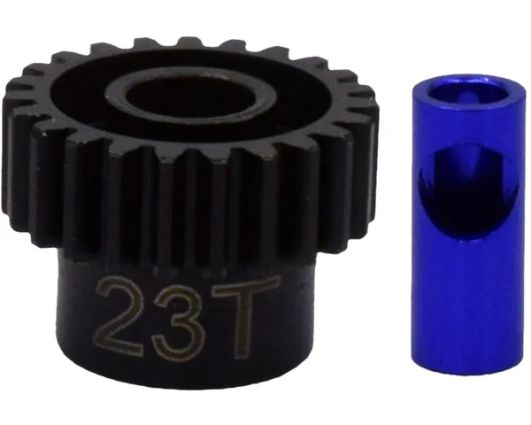 

Hot Racing 16-33T 0.6 module (~42P) steel pinion gear for 5mm or 1/8 in motor shafts