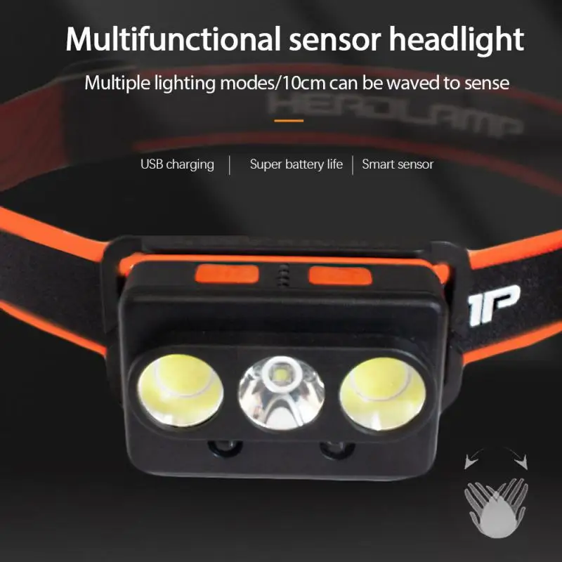 

Фонарь XPG с COB матрицей, зарядка через USB, магнитный индукционный Головной фонарь, освещение для рыбалки, Передний фонарь для велосипеда