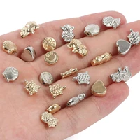 100pcslot gold silver color ccb love heart smiling face elephant charm spacer beads for jewelry making findings accessories