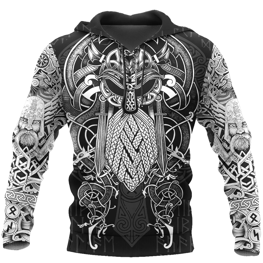 2023 Fashion Retro Men Hoodies Viking Wolf And Dragon Tattoo 3D All Over Printed Mens Sweatshirt Unisex Vintage Long Sleeves