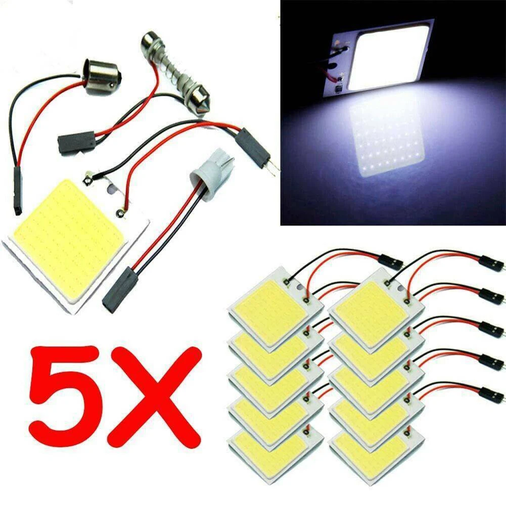 

5x 48 SMD Cob Led 12V White Light Car Interior Panel Lights Dome Lamp Bulb High Quality Car Panel Lamps Dome Lights Accessories