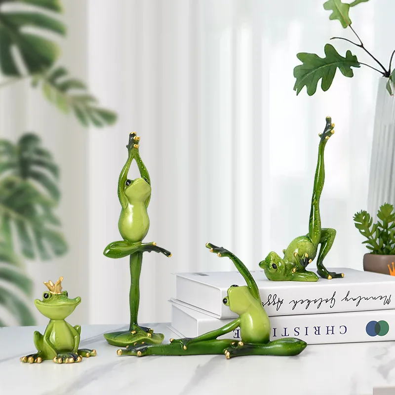 

Creative Animal Statue Home Decor Ornament Interesting Resin Sculpture Long Legged Yoga Frog Statue for Living Room