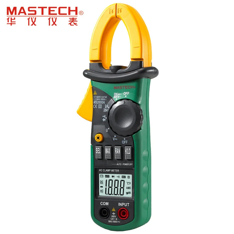 Mastech MS2008A цифровой мультиметр с зажимом переменного тока 600 А ампер зажим