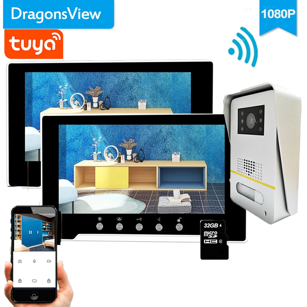 

Homefong 7 Inch Smart Video Intercom Tuya Wifi For Home Wireless Video Door Phone 1080P Wide Angle Doorbell Camera Multiple Kit