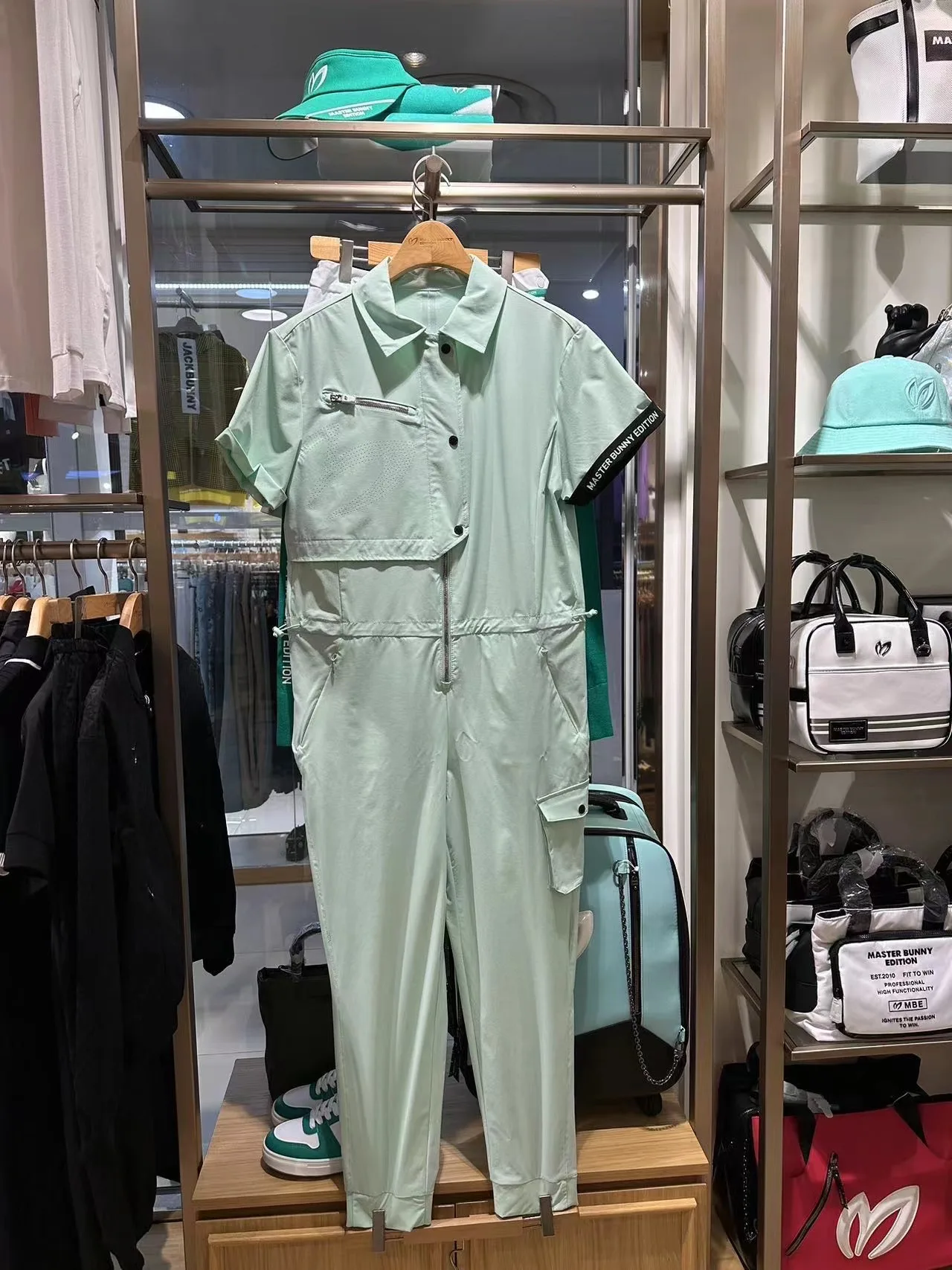 23 New spring summer golf one piece for women long sleeves zippered long pants adjustable waist fashion golf wear golf apparel