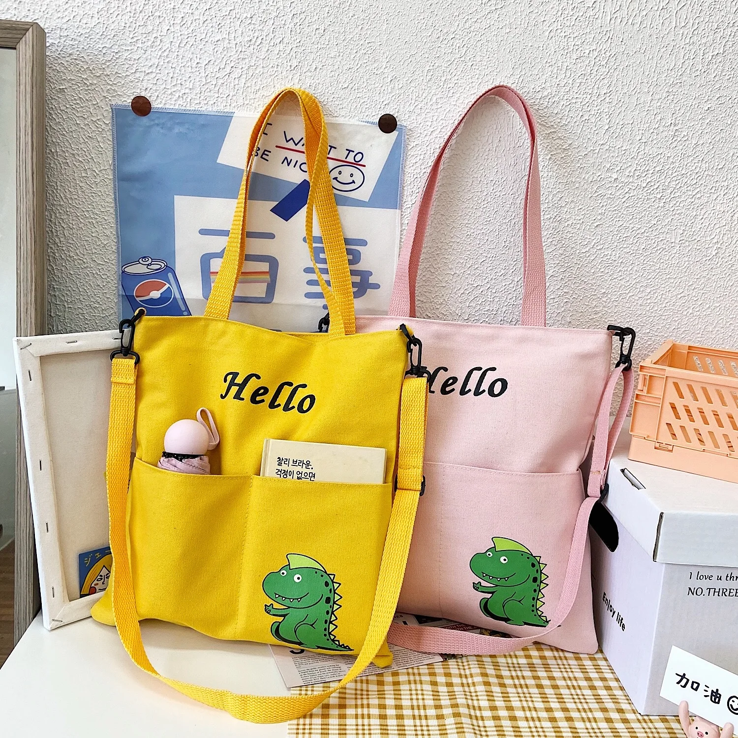 

Ladies Tote Shoulder Bag Canvas Shopping Bag Women Cross-body Shoulder Bag Cute Messenger Bag Student Textbook Bags