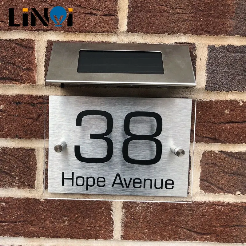 

Solar House Solar Sign Light Number Creative Outdoor House Garden Number Waterproof Decoration Yard Lighting Light Porch