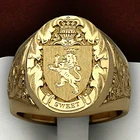 кольцо мужское печатка мужская панк Мужские ювелирные изделия: корона, Лев, щит, значок, кольца для мужчин, медное покрытие, позолоченное Королевское уплотнение, мужские кольца, винтажные дизайнерские ювелирные изделия
