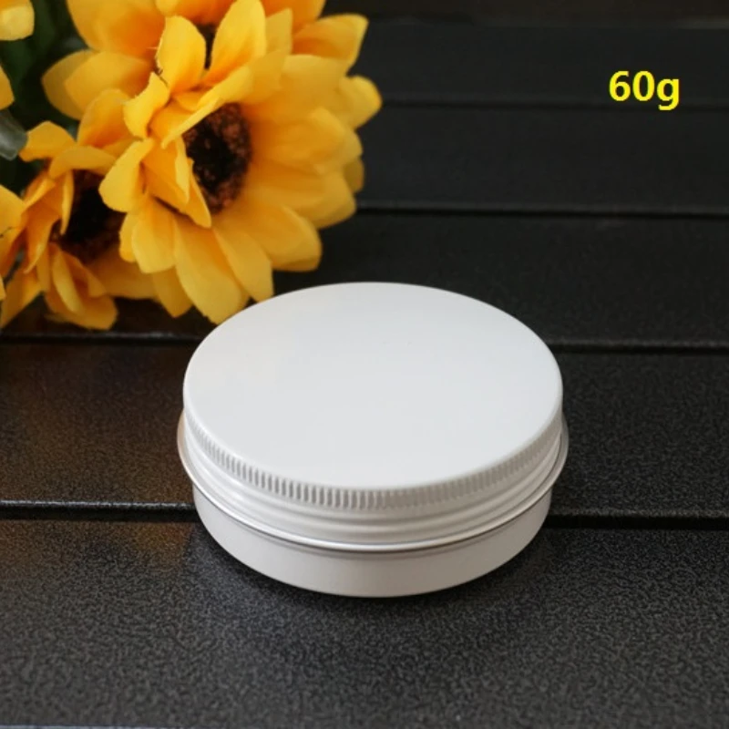 

60g 60ml 68*25mm Empty Aluminum Box Metal Tin Cans Cosmetic Cream Containers DIY White Refillable Round Jar Tea Aluminum Pot