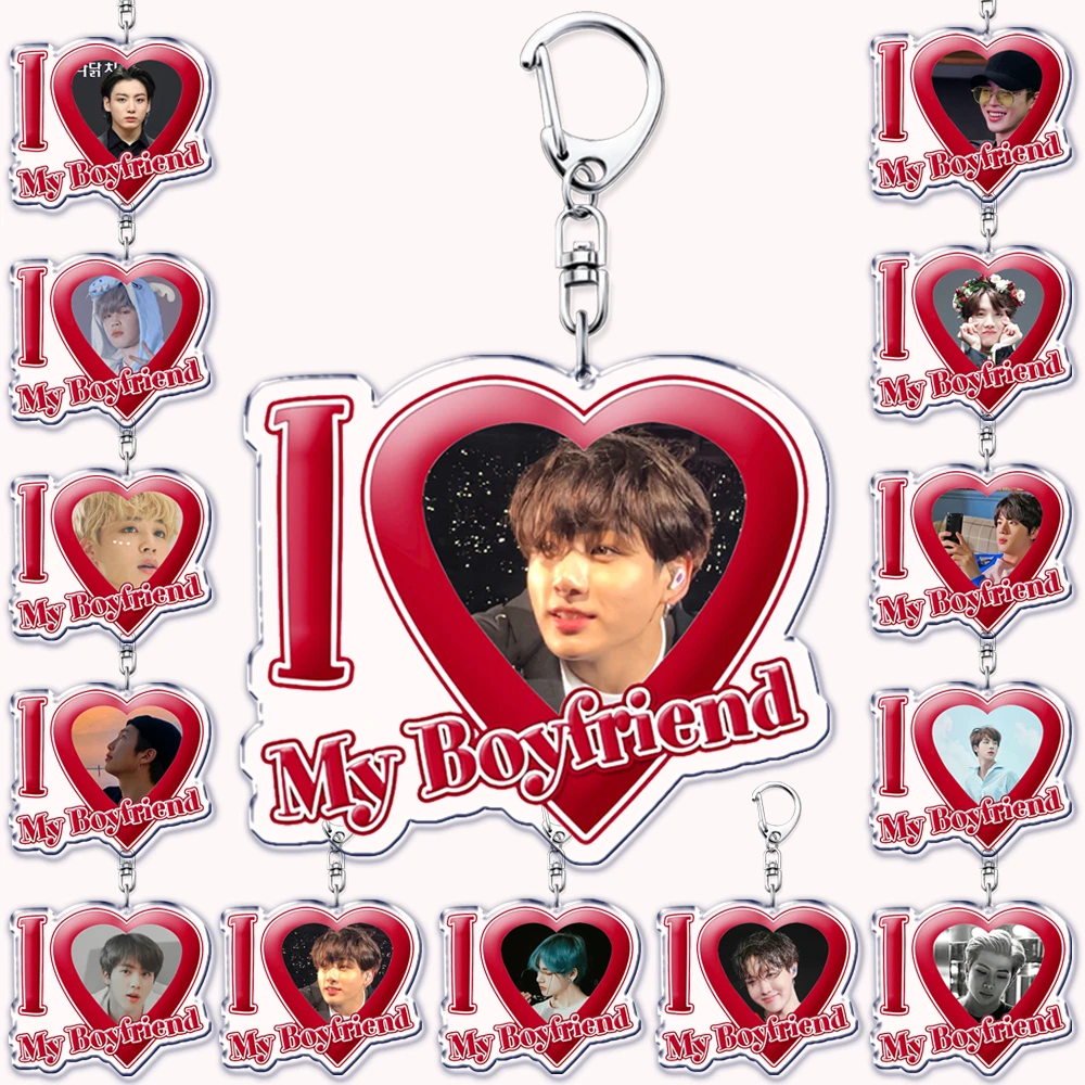 

Korean Kpop Boys Band Keychains I Love My Boyfriend Girlfriend Key Chain V Jin Suga J Hope Jung Kook RM Jimin Keyrings Fan Gifts
