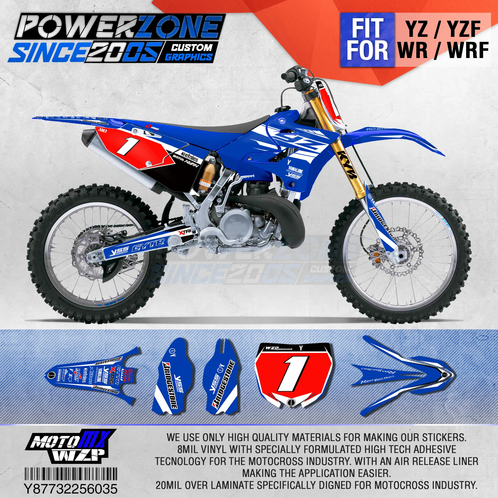 Наклейки на заказ PowerZone для YAMAHA YZ125/250X1996-2001 2002-14 2015-2019 035 3 м | Автомобили и мотоциклы