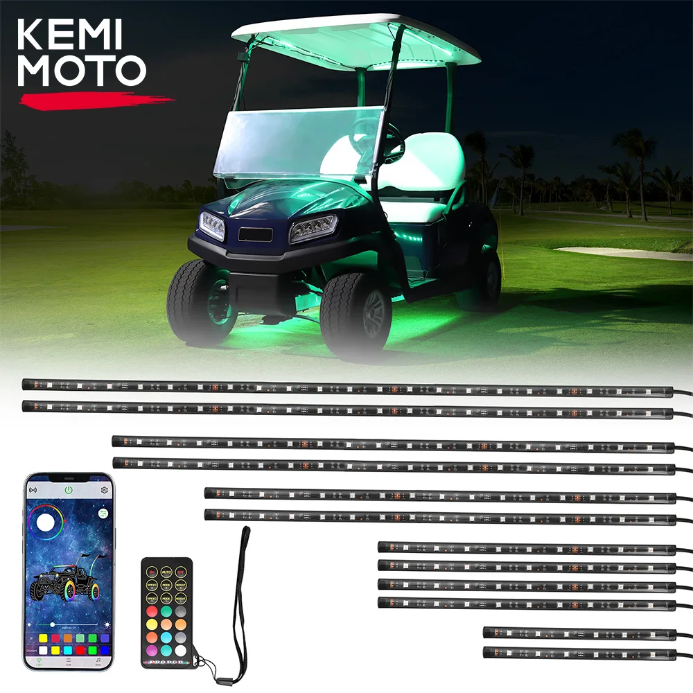 

KEMIMOTO 12PCS Golf Cart IP68 Underglow Accent Neon Lighting Cars SUV Jeep Vans Trucks Boats for EZGO for Club Car for ICON