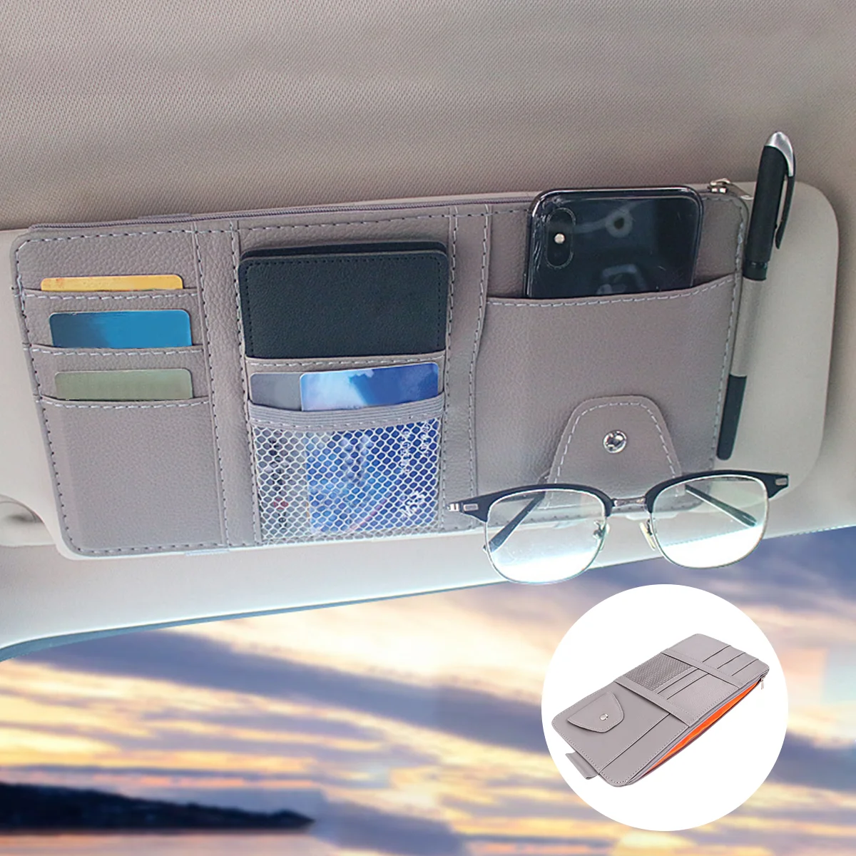 

Storage Car Visor Auto Pouch Sun Holder Pu Suv Document Registration Case Truck Clip Container Accessories Interior Insurance