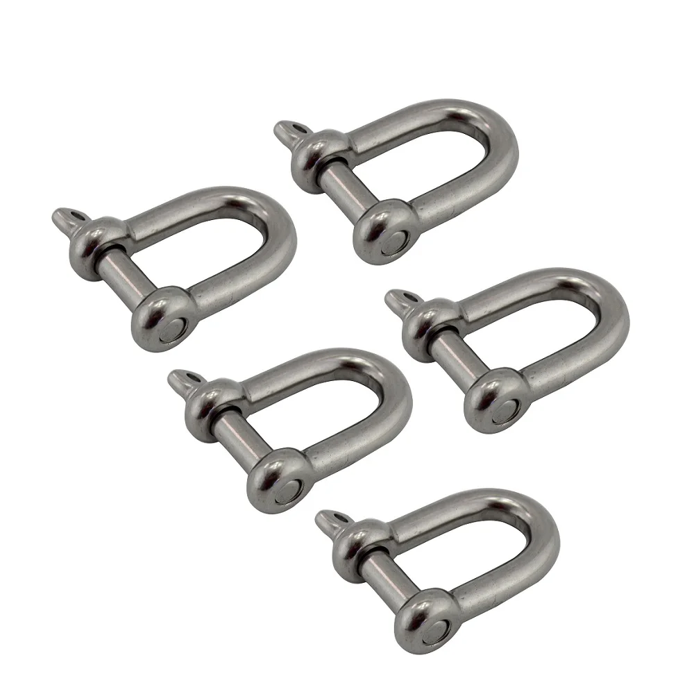 1/2/5PCS D Shackle With Screw Pin Stainless Steel 304 Heavy Duty 4mm 5mm 6mm 8mm 10mm For Chains Wirerope Lifting Camping