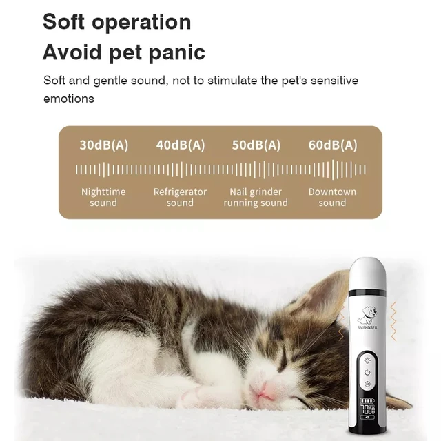Electric Pet Nail Grinder With LED Light Cat Dogs Nail Clippers USB Rechargeable Paws Nail Cutter Pet Grooming Trimmer Supplies 5