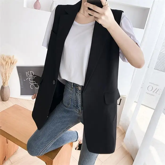 

Женский жилет на одной пуговице, с воротником с лацканами, без рукавов, универсальный пиджак, Повседневная Клубная уличная одежда, G45, лето-осень 2023