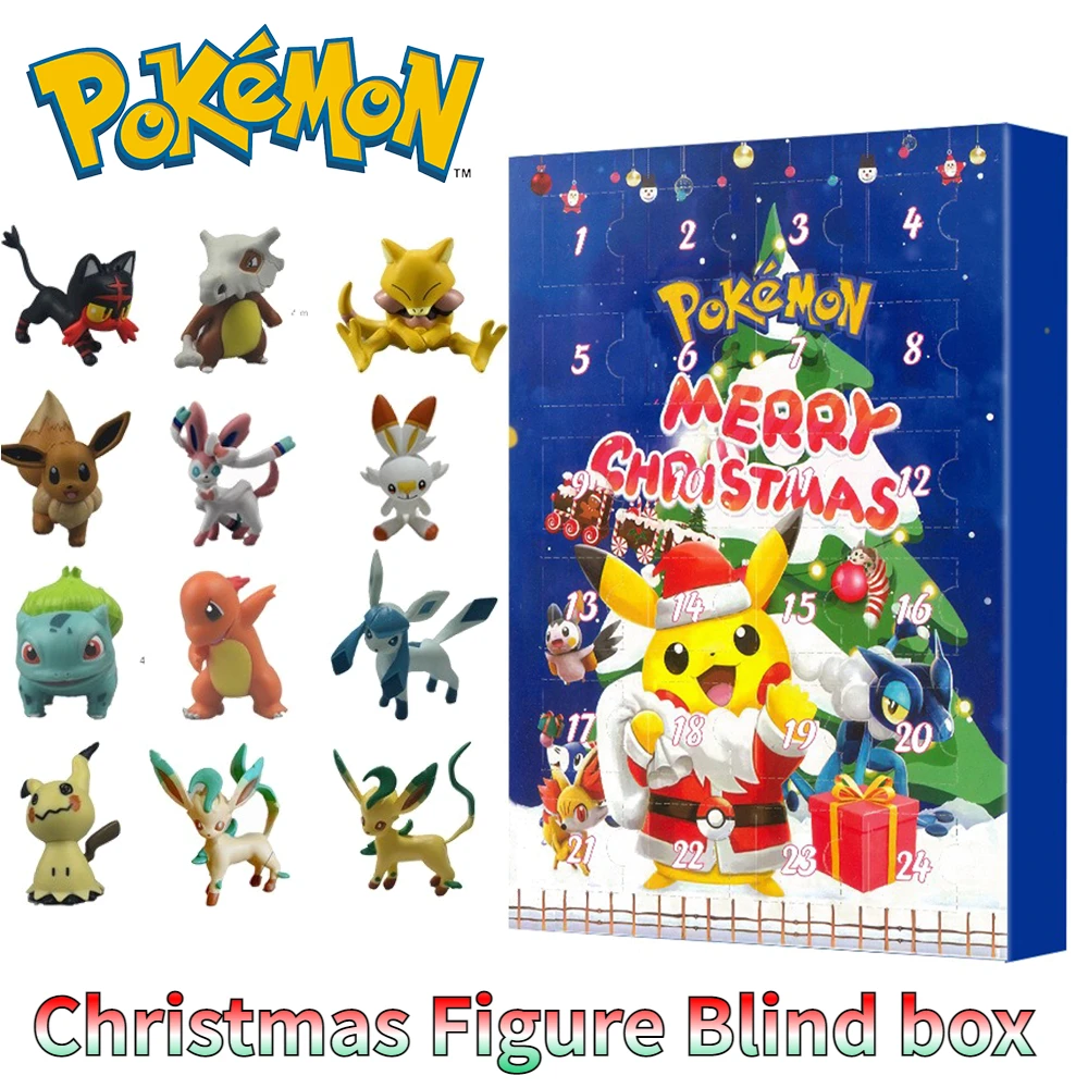 

Random Figure Anime Pokemon Figure Christmas Advent Calendar Box Kawaii Pikachu Charizard Metwo Figure Action Model Toy Holiday