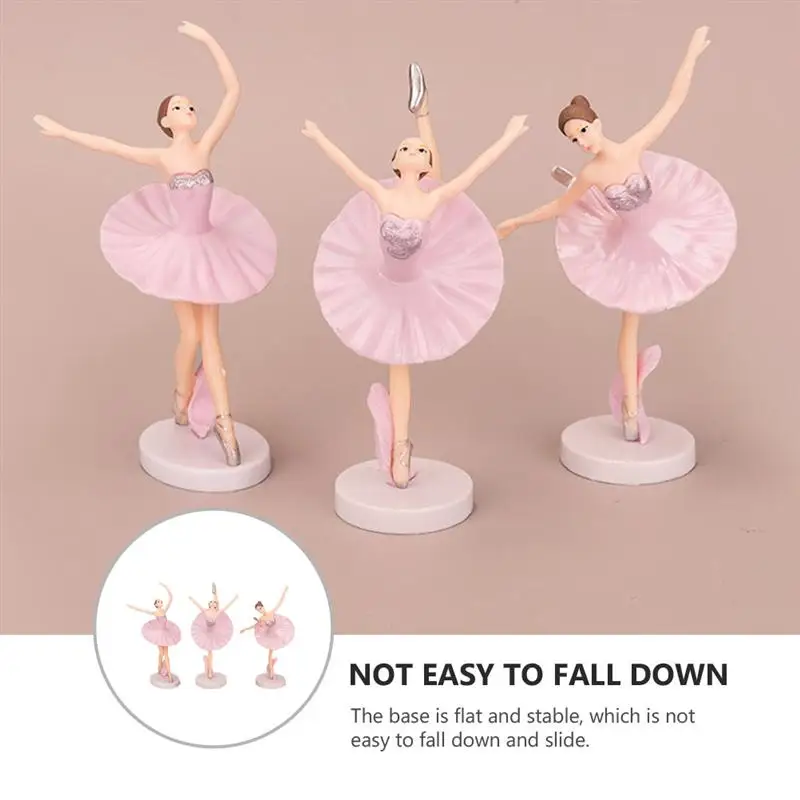 

3Pcs Ballerina Ornaments Ballet Girl Dolls Ballerina Cupcake Toppers Home Decor