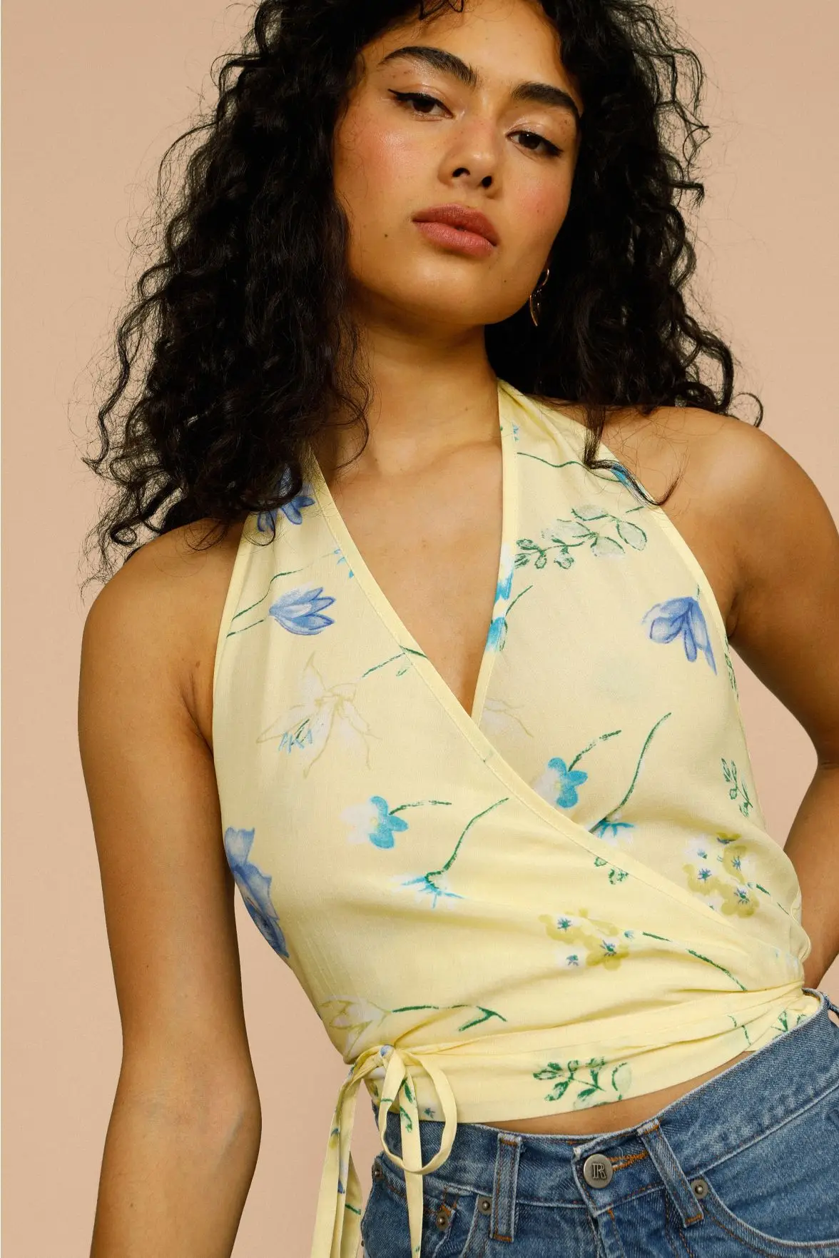 

Women Tops 2021 Spring and Summer New Style Ladies Stitching V-neck Printing Sleeveless Vest Top