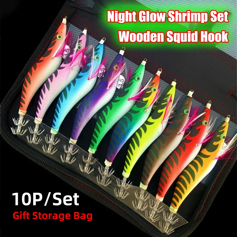 

2023 Seaknight NEW LURE Squid Hooks Luminous Sea Lure Silicone Shrimp Sea Fishing Baits Luminous Wooden Shrimp Cuttlefish Lures