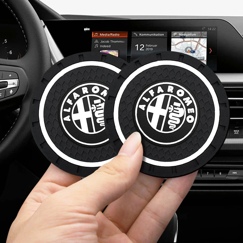 

Car Coaster Waterproof Anti Slip Silicone Beverage Bottle Can Mat Auto Parts For Alfa Romeo Mito Giulietta 159 GTA Replacement