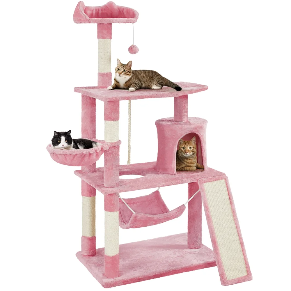 

POPTOP 63.5``H Multi Level Tree Condo with Scratching Post, Pink