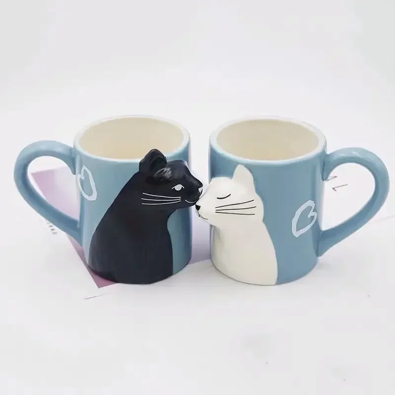 

Deardali Special Couple Cat Cup Head Tilt Kill Kiss Cat Valentine 'S Day Creative Ceramic Cup Coffee Mug Gift