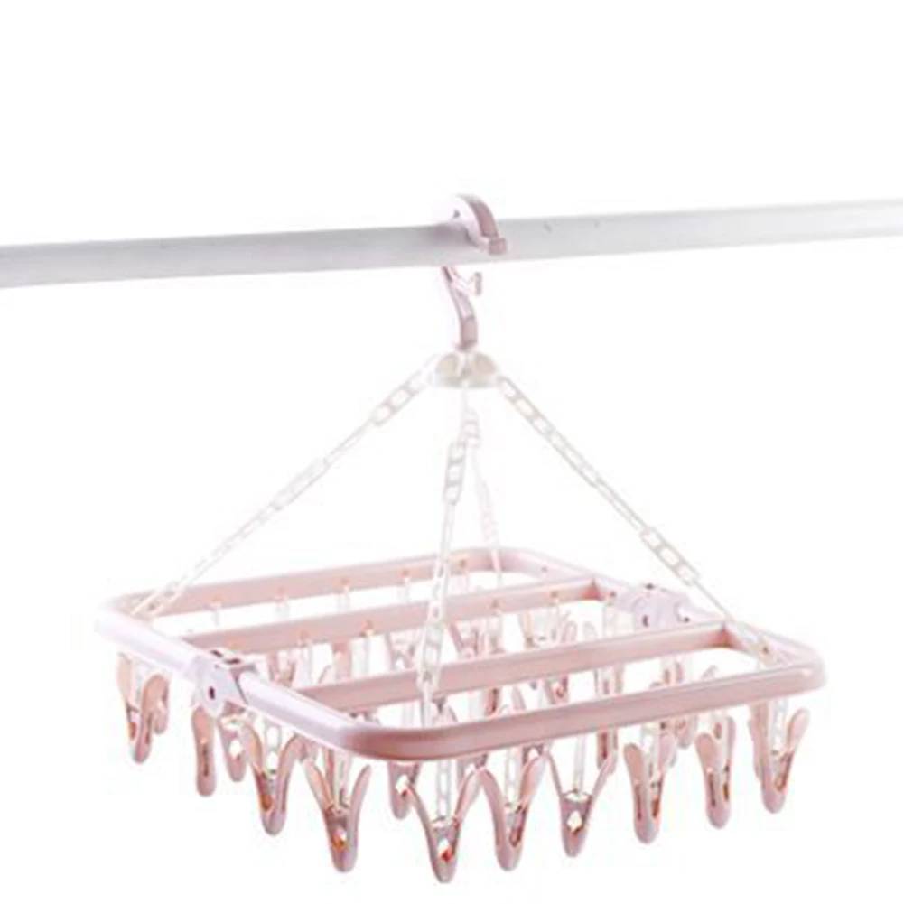

32 Pegs Multifunctional Washing Laundry Dryer Hanger Hanging Rack Folding Flexible Underwear In/outdoor Socks