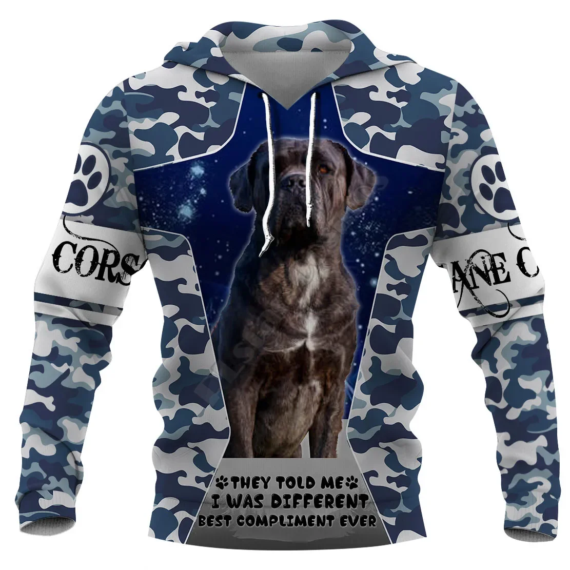 flage Cane Corso 3D bluzy z kapturem nadrukiem swetry mężczyźni dla kobiet śmieszne psem moda odzież Cosplay sweter