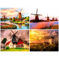 diy diamond painting 5d windmill full square embroidery landscape home decoration new arrival mosaic handmade gift