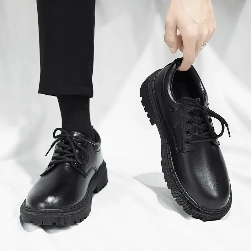

Мужские кожаные туфли в британском стиле, официальная деловая обувь, увеличивающая рост стельки, Молодежные полуботинки Martin с низким берцем