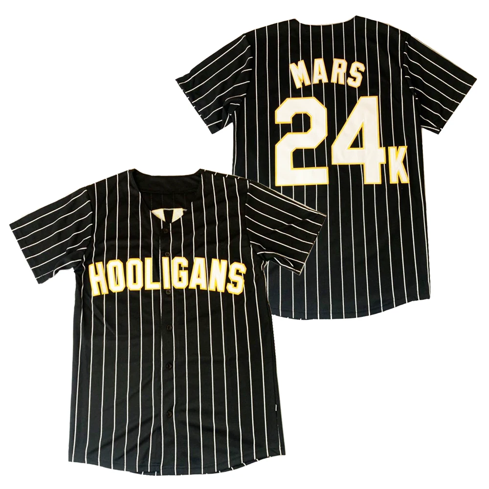 

baseball jerseys HOOLIGANS 24K jersey Outdoor sportswear Embroidery sewing black stripe Hip-hop Street culture 2020 new