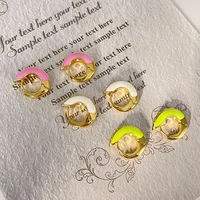 new enamel ear buckles niche design fashion temperament earrings inlaid with contrasting colors personality hot girl jewelry