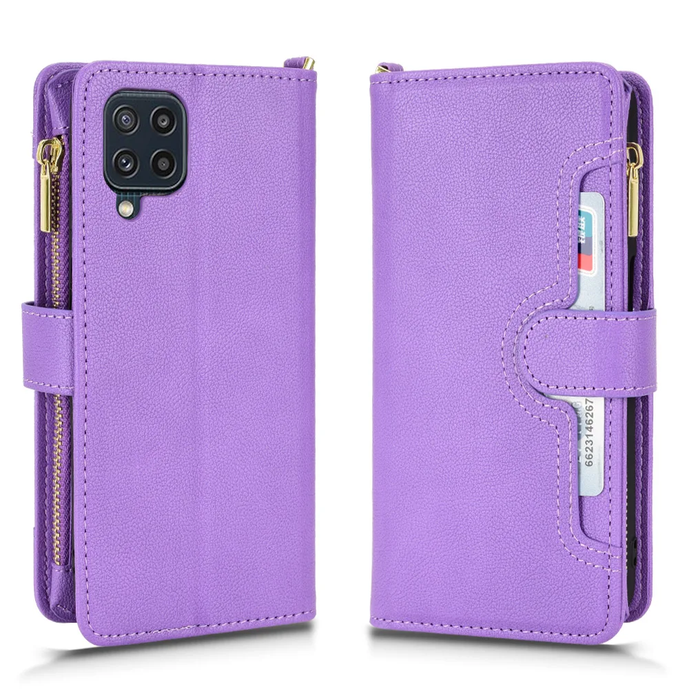 

Case for Samsung M32 4G Phone Cover with Card Slot for Samsung Galaxy M32 4G Capa Wallet Bag Zipper Protective Shockproof Funda