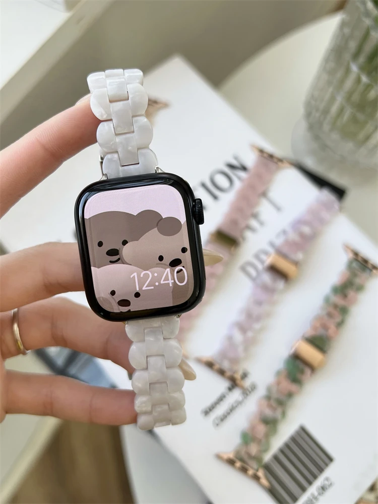 New Girl Resin Strap For apple Watch Band 7 44mm 40mm 42mm 38mm 41mm 45mm Correa Loop Watchband For iwatch 7 6 se series 5 4 3 2