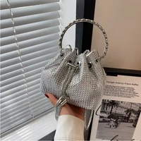 shiny diamond chain bucket top handle bags new trendy personalized handbag drawstring womens shoulderer crossbody bag clutches