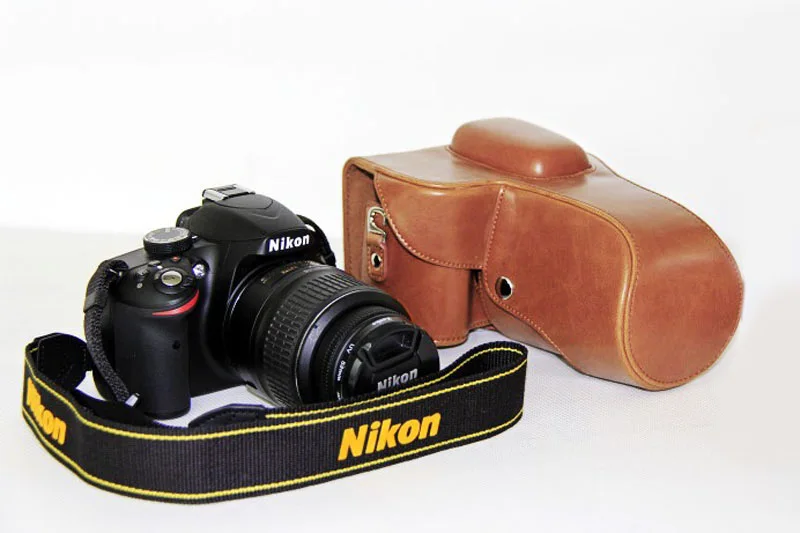 Кожаный чехол для камеры Nikon D3200 с объективом 15-55/18-105 мм | Электроника