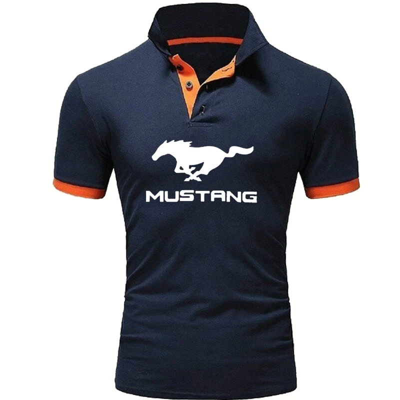 

Мужские летние однотонные топы с коротким рукавом и принтом логотипа машины Mustang, повседневные топы высокого качества из чистого хлопка