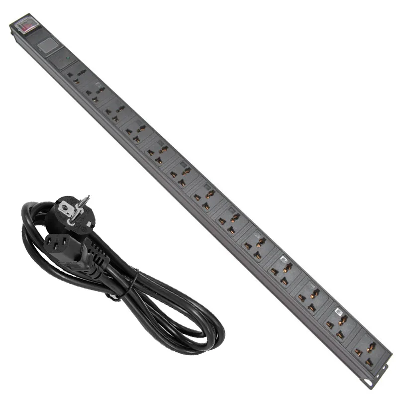 

PDU Power Strip Network Cabinet Rack Lightning protection 3 PIN Adapter output 13 Way socket and 13A 3500W Aluminum alloy shell