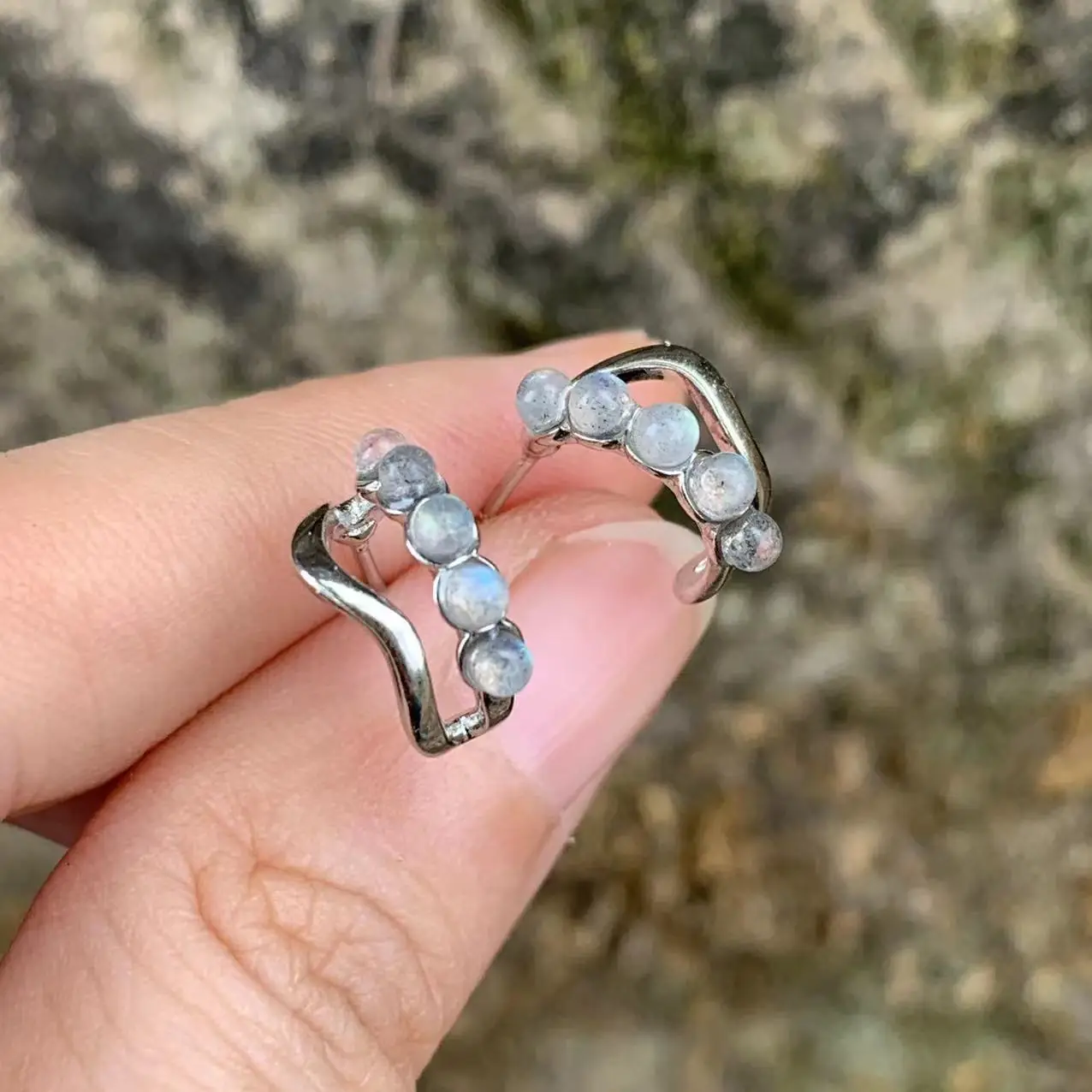 

100% Genuine Natural moonstone 925 Sterling Silver Stud Earrings for women Jewelry Gift