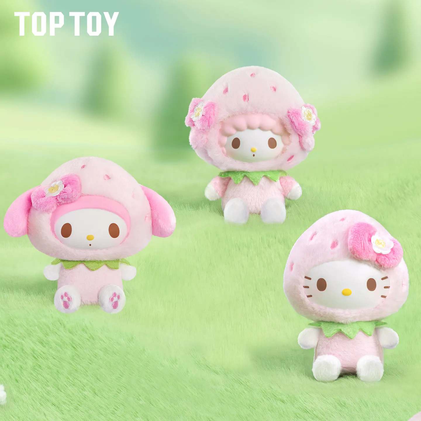 Фото НОВИНКА: Оригинальный плюшевый брелок Sanrio Family Sweet Strawberry Series, мини-кукла в закрытой коробке, коллекционный сюрприз-подарок (Куроми, Май Мелоди) №3