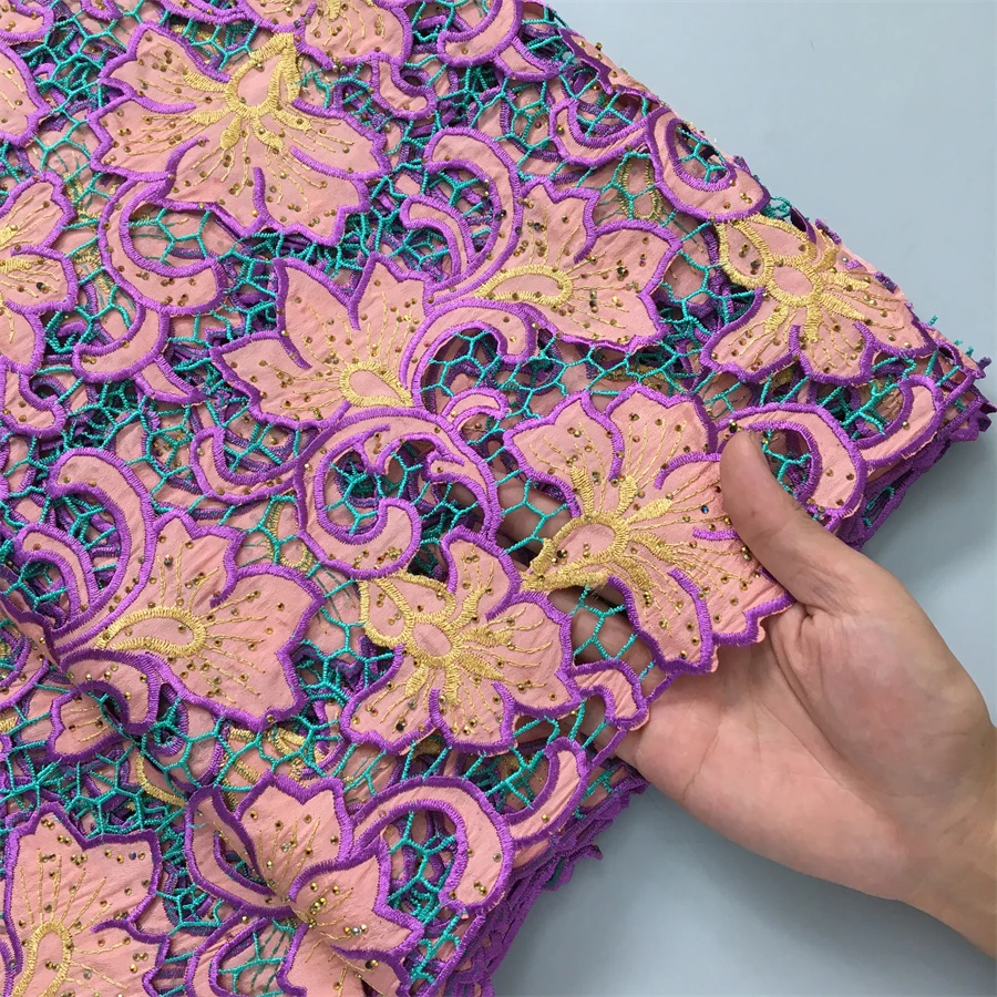 Африканская кружевная ткань Kalume с камнями 2024 новейшая швейцарская хлопковая для