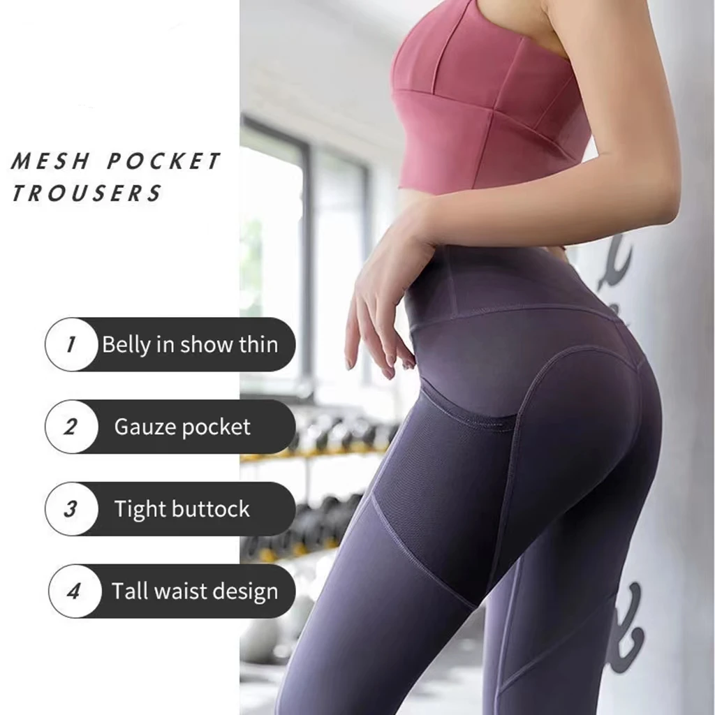 

leggings women sportwear Yoga gym naked sports tights Women's clothing with pocket free shipping high waist overall Flared pants