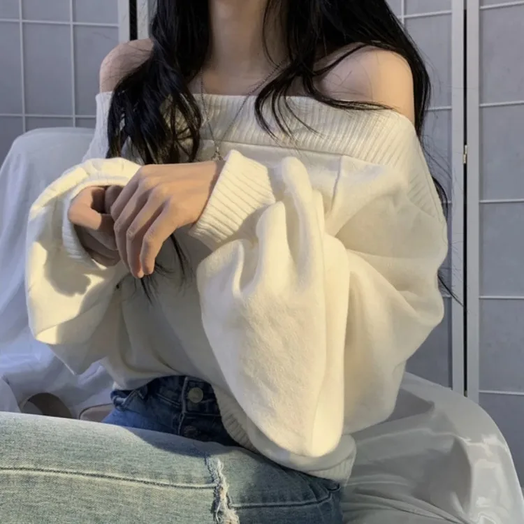 

Женские свитера, новинка, черные модные вязаные уличные Свободные повседневные женские пуловеры с воротником-лодочкой и длинным рукавом в английском стиле для студентов, свитера