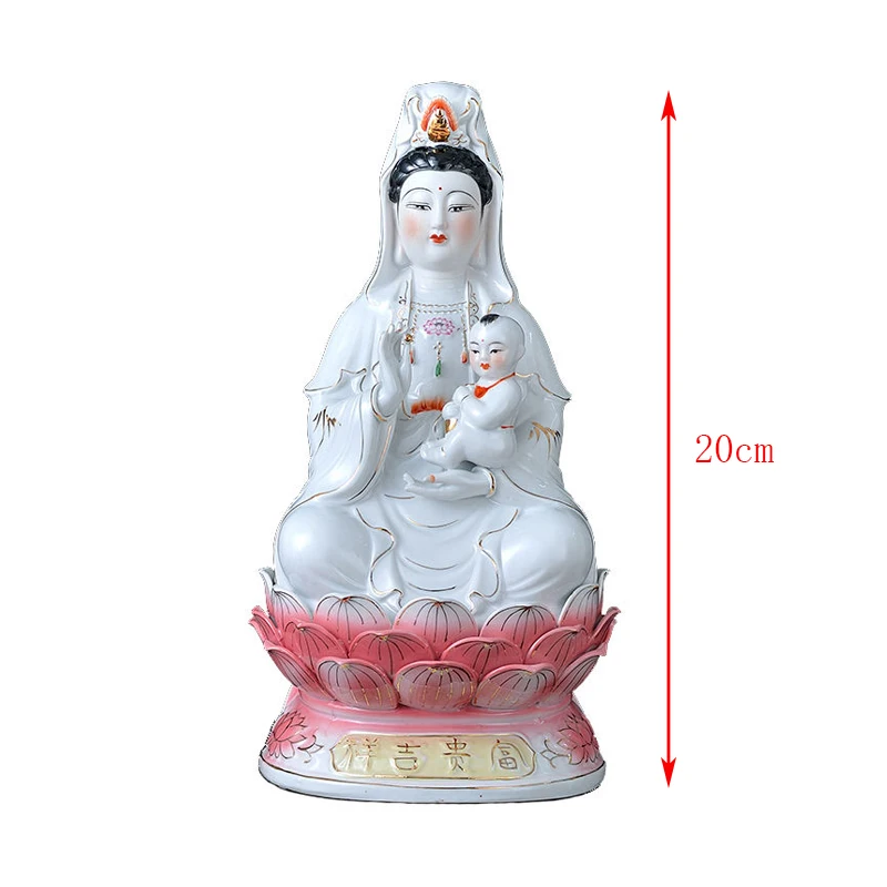 

Guanyin Bodhisattva Buddha statue ceramic sitting lotus Guanyin Buddha statue ornaments depicting gold home furnishings to pray