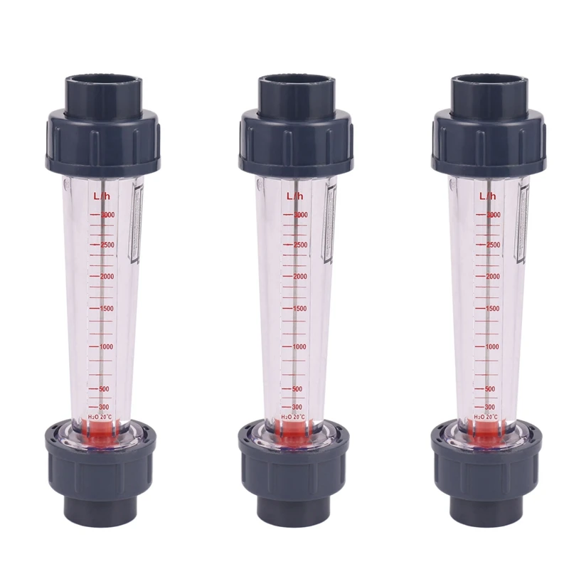 

3X LZS-25 Flow Meter Plastic Tube Type 300-3000L/H Water Rotameter Liquid Flowmeter Measuring Tools For Chemical Light