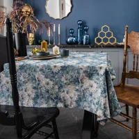 Coffee Table Tablecloth Oil-proof Thickened Tablecloth Blue Home Decoration Fashionable Rectangular Anti-fouling Table Cloth