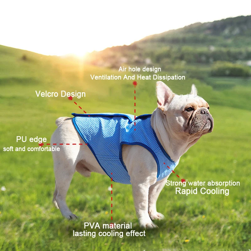

Pet Dog Summer Cooling Vest Breathable T-Shirt Clothes Pet Heat Dissipation Cooler Jacket for Small Medium Large Dog Accessories