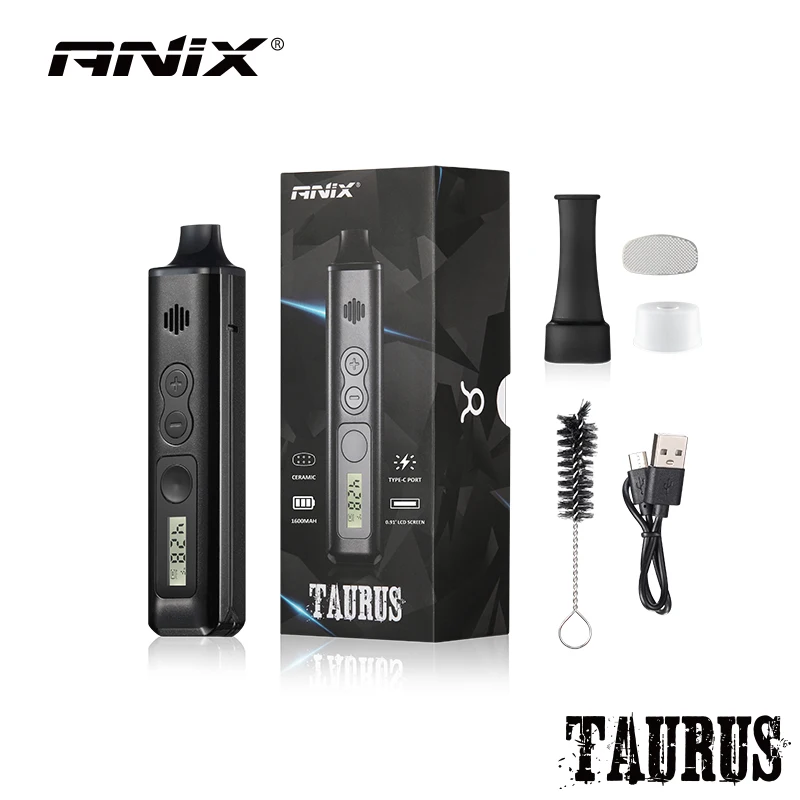 

Dry Herb Vaporizer ANIX TAURUS E Cigarettes Ceramic Chamber Handheld Personal Mod with Temperature Control Tobacco Herbal Vape